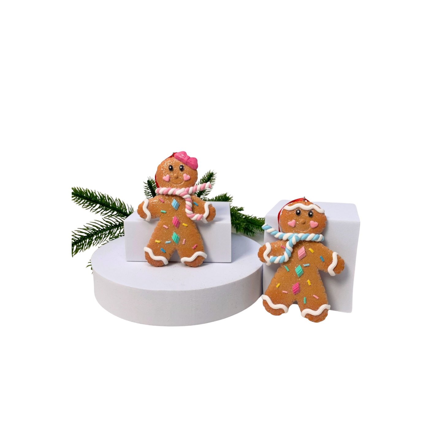Pastel Perfection Gingerbread Ornaments – Girl & Boy Pair