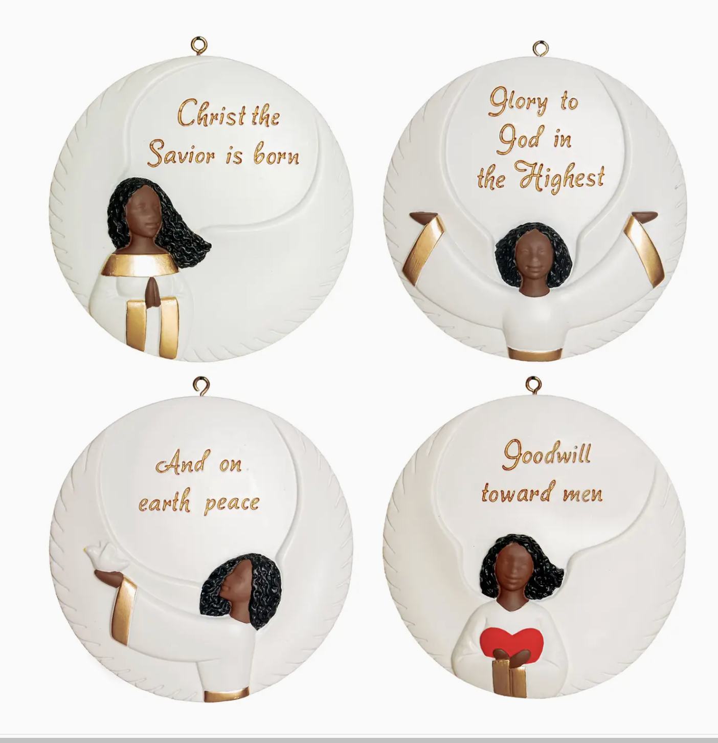 Heavenly Message – Black Angel Ornament Set (Biblical Christmas Collection)