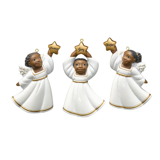 Peace, Joy & Hope Cherub Ornament Set – Set of 3
