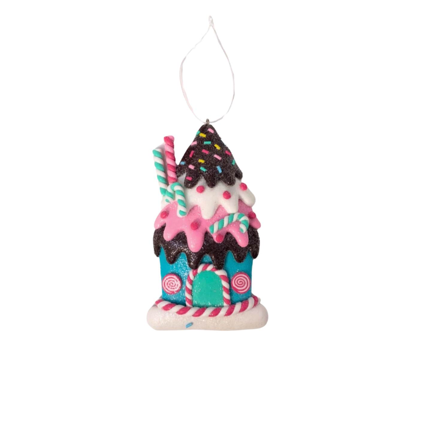 Candy Dreamland Gingerbread Ornament Duo – Frosted Sweet Shop Set (Set of 2)
