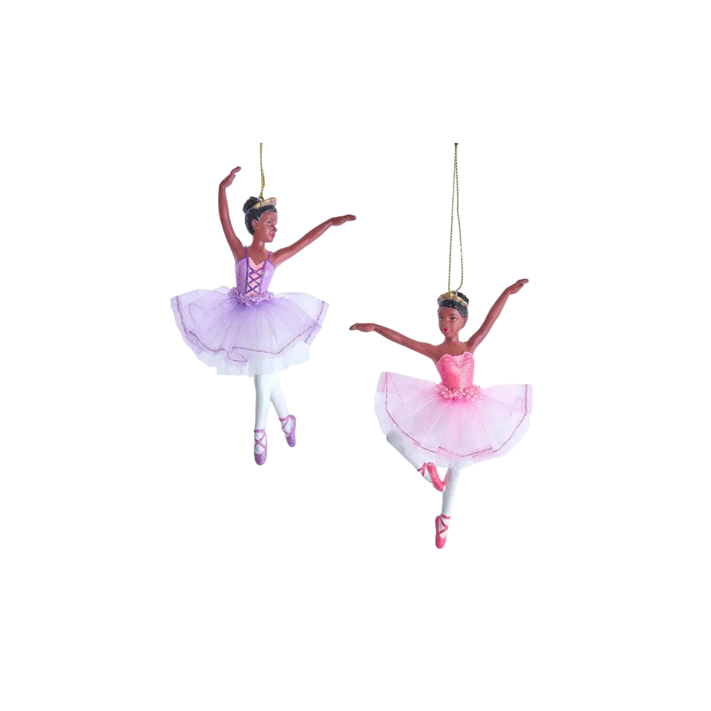 Sugar Plum Sisters: Black Ballerina Ornament Pair