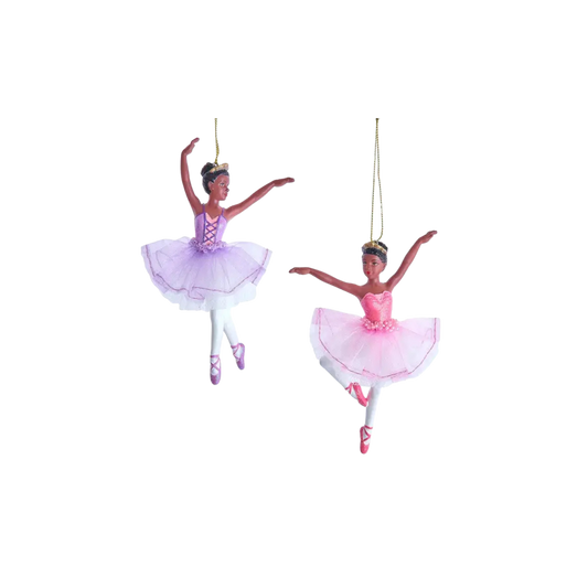 Sugar Plum Sisters: Black Ballerina Ornament Pair