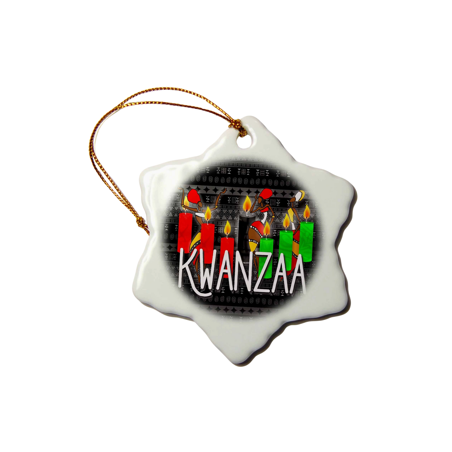 Kwanzaa Vibes – Snowflake Porcelain Ornament (3")