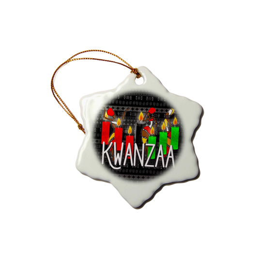 Kwanzaa Vibes – Snowflake Porcelain Ornament (3")