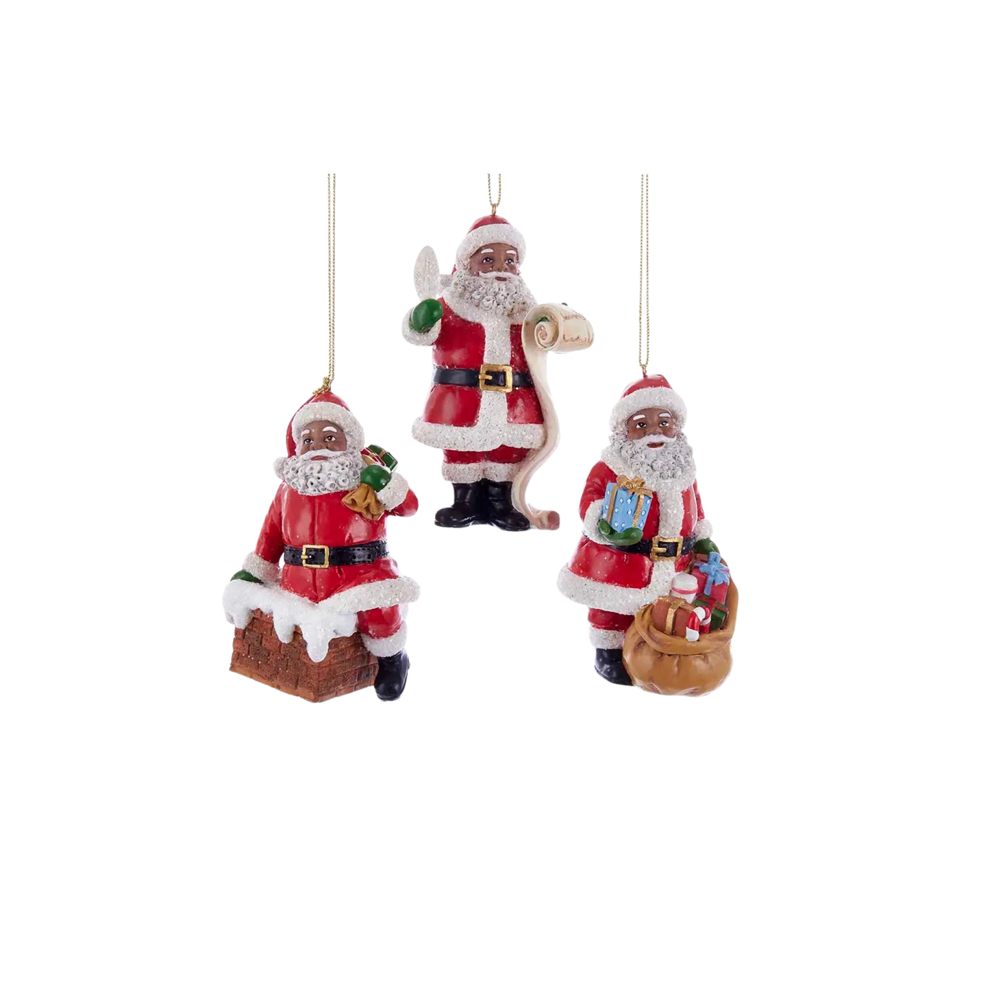 Mahogany Claus 3-Piece Ornament Collection