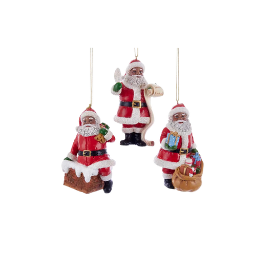 Mahogany Claus 3-Piece Ornament Collection