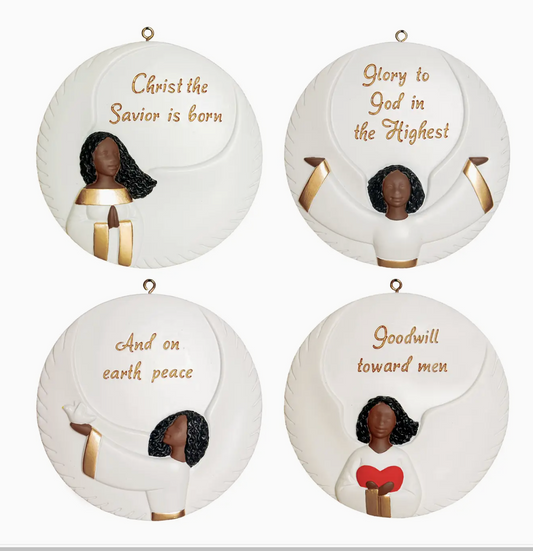 Heavenly Message – Black Angel Ornament Set (Biblical Christmas Collection)