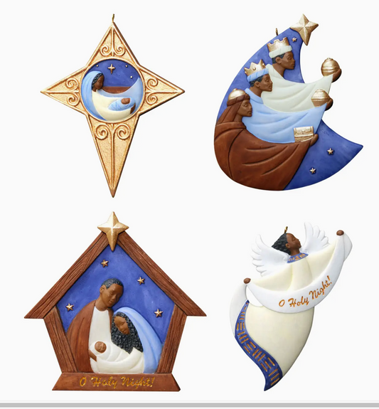 The Holy Night Nativity Ornament Set – 4-Piece Collection