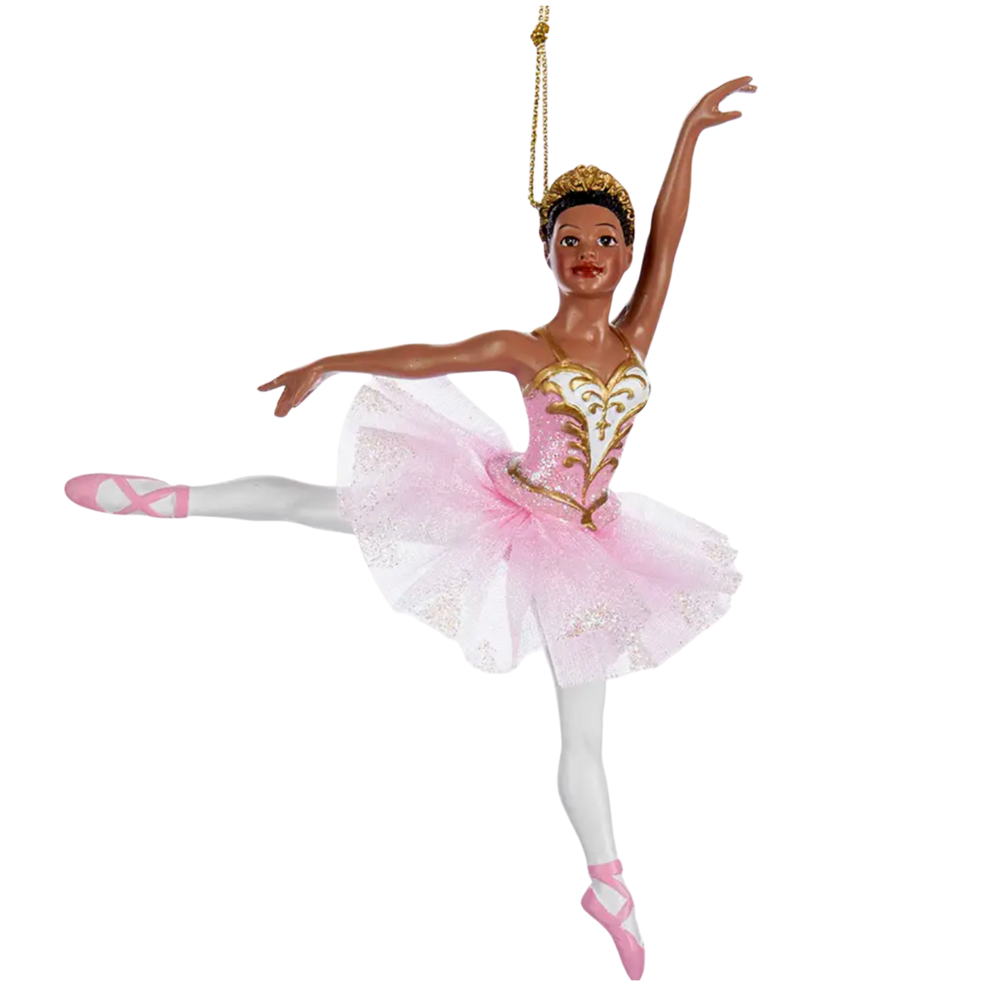 Elegant African American Ballerina Ornament – Pink Tutu