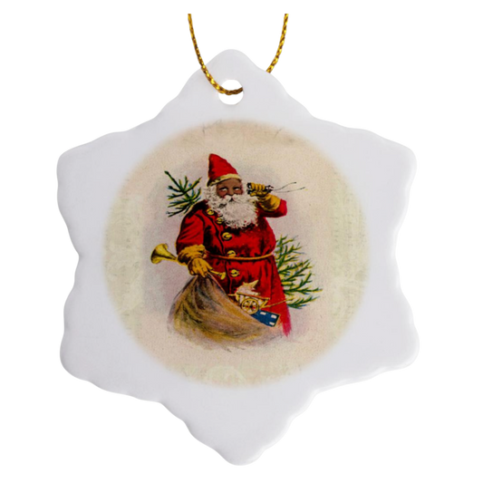 Vintage Soul Santa – Snowflake Porcelain Ornament (3")