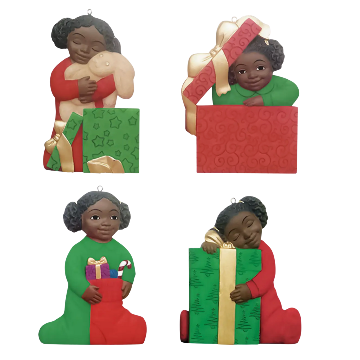 "Joyful Moments" Black Holiday Kids Ornament Set – Set of 4