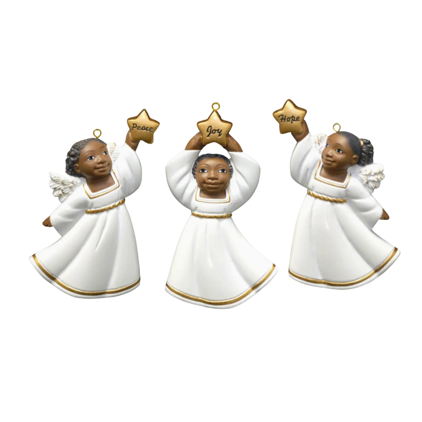 Peace, Joy & Hope Cherub Ornament Set – Set of 3